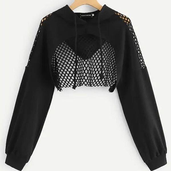 women's hoodies & sweatshirts crop sweatshirt mesh patchwork women harajuku hoodie clothes gothic long sleeve cropped, Black
women's hoodies & sweatshirts crop sweatshirt mesh patchwork women harajuku hoodie clothes gothic long sleeve cropped, Black