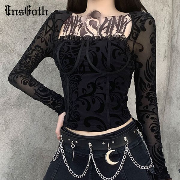 insgoth harajuku vintage black gothic mesh see through long sleeve women bra build hollow out autumn basic, White
insgoth harajuku vintage black gothic mesh see through long sleeve women bra build hollow out autumn basic, White