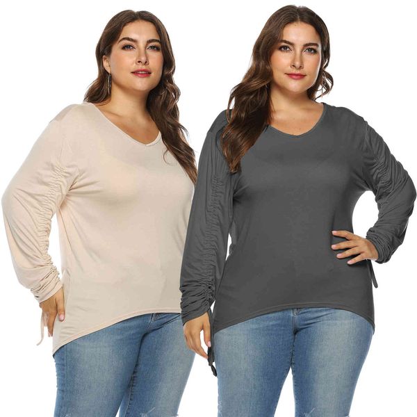 women's plus size autumn and winter large fat woman simple v-ne adjustable long sleeve t-shirt a10006
women's plus size autumn and winter large fat woman simple v-ne adjustable long sleeve t-shirt a10006