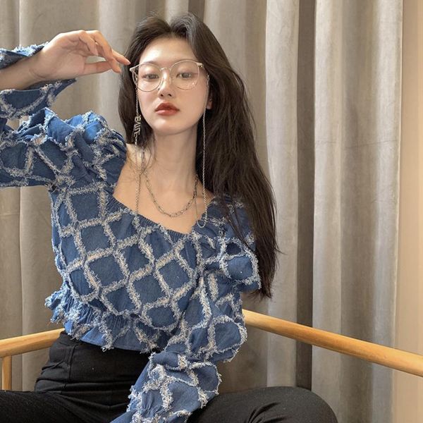 women's blouses & shirts woherb vintage blouse women fall clothing fashion denim shirt square collar puff sleeve crop y2k korean b, White
women's blouses & shirts woherb vintage blouse women fall clothing fashion denim shirt square collar puff sleeve crop y2k korean b, White