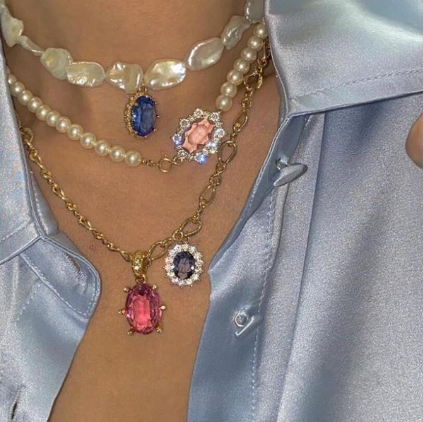 chokers korean fashion geometric princess pendant necklace for women gold metal blue zircon statement jewelry gifts wholesale, Golden;silver
chokers korean fashion geometric princess pendant necklace for women gold metal blue zircon statement jewelry gifts wholesale, Golden;silver
