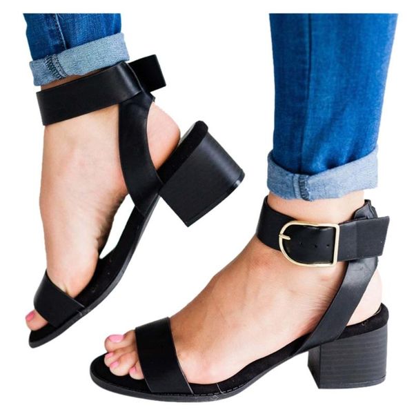 big size sandals women summer buckle strap square heels shoes ladies solid color gladiator, Black
big size sandals women summer buckle strap square heels shoes ladies solid color gladiator, Black