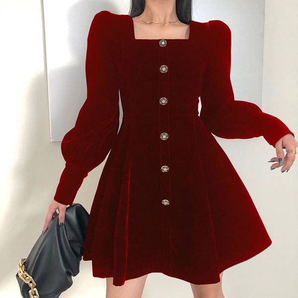 long sleeve dress velvet single breasted ladies sukienki female mini roupas feminina party night 210510, Black;gray
long sleeve dress velvet single breasted ladies sukienki female mini roupas feminina party night 210510, Black;gray