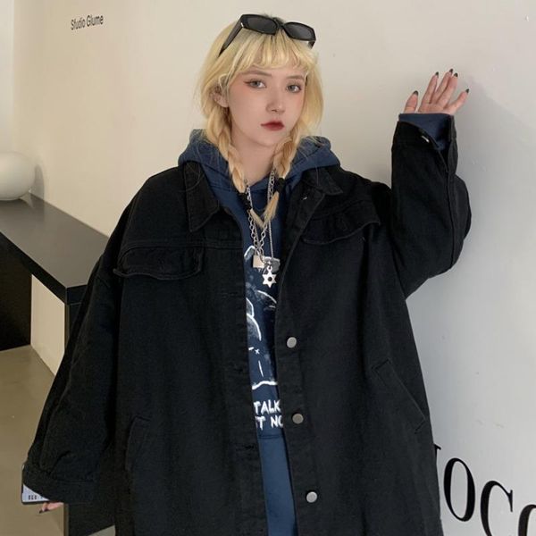 women's jackets denim jacket for women 2021 spring and autumn versatile retro distressed korean style loose casual black top, Black;brown
women's jackets denim jacket for women 2021 spring and autumn versatile retro distressed korean style loose casual black top, Black;brown