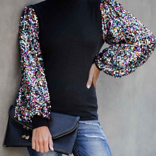 leisure sequined spring pullover loose casual patchwork party lantern long sleeves women glitter autumn winter women's t-shirt, White
leisure sequined spring pullover loose casual patchwork party lantern long sleeves women glitter autumn winter women's t-shirt, White