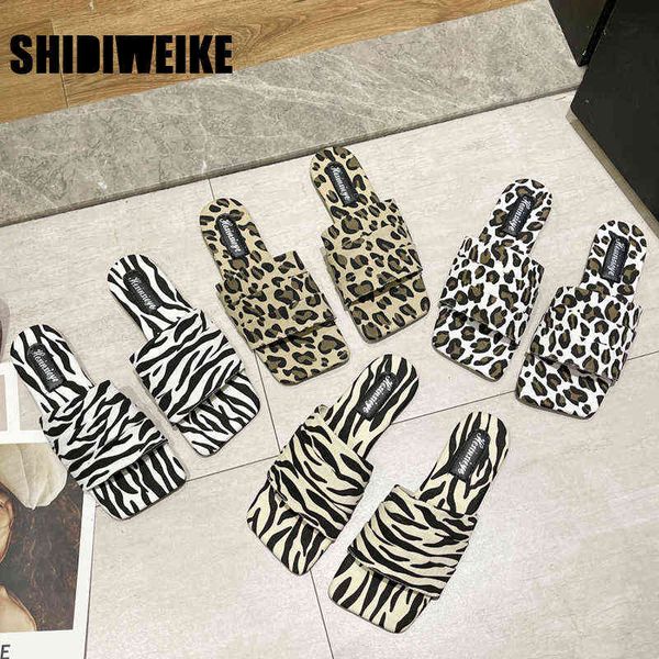 women shoes s fashion slippers zebra print leopard print slides women luxury slides flat with slippers vc756 210611, Black