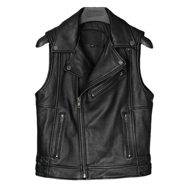 men's vests genuine cowhide leather vest oblique zipper motorcycle biker stand collar sleeveless jackets waistcoat, Black;white
men's vests genuine cowhide leather vest oblique zipper motorcycle biker stand collar sleeveless jackets waistcoat, Black;white