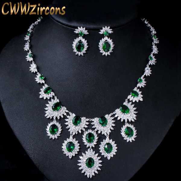 cubic zirconia paved big flower drop wedding necklace and earring luxury green bridal jewelry sets t318 210714, Silver
cubic zirconia paved big flower drop wedding necklace and earring luxury green bridal jewelry sets t318 210714, Silver