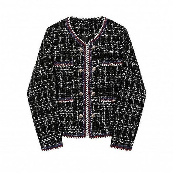 women's trench coats spring and autumn black white plaid double-breasted tweed plus size jacket women, Tan;black
women's trench coats spring and autumn black white plaid double-breasted tweed plus size jacket women, Tan;black