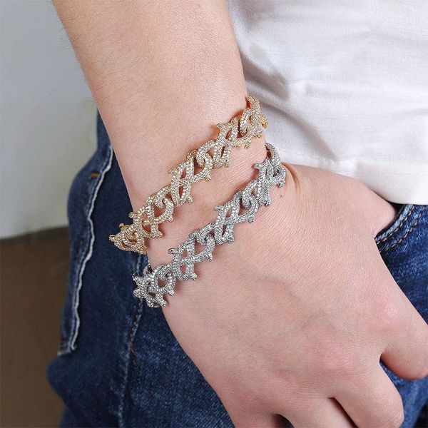 link, chain 2021 trendy thorns cuban bracelet for men women jewelry gift on hand, Black
link, chain 2021 trendy thorns cuban bracelet for men women jewelry gift on hand, Black