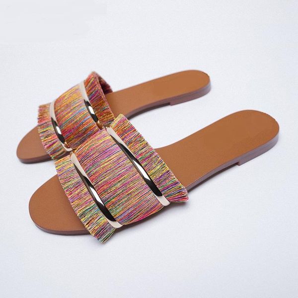 slippers fashion colorful flats women shoes color matching fringes flat sandals open toe casual modern beach flip flops, Black
slippers fashion colorful flats women shoes color matching fringes flat sandals open toe casual modern beach flip flops, Black