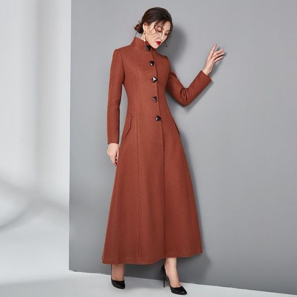 women's wool & blends women winter slim fit super long woolen coat stand collar windbreaker jacket office ladies outwear coats sobretud, Black
women's wool & blends women winter slim fit super long woolen coat stand collar windbreaker jacket office ladies outwear coats sobretud, Black