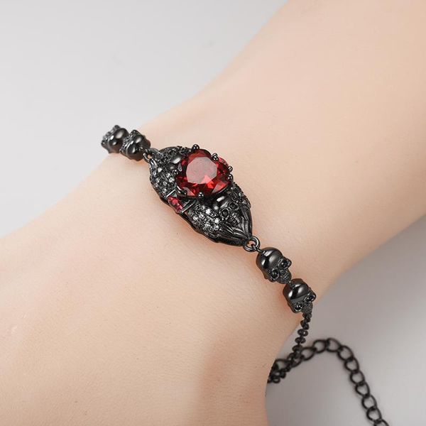 link, chain gothic skull crystal cz flower bracelet angel punk for women girls silver plated luxury bracelets jewelry drop, Black
link, chain gothic skull crystal cz flower bracelet angel punk for women girls silver plated luxury bracelets jewelry drop, Black