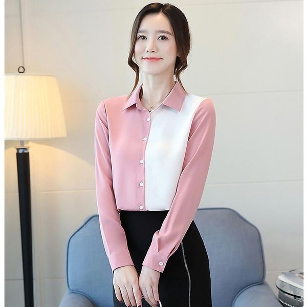 women's blouses & shirts women blouse long sleeve stitching chiffon blusas womens and, White
women's blouses & shirts women blouse long sleeve stitching chiffon blusas womens and, White