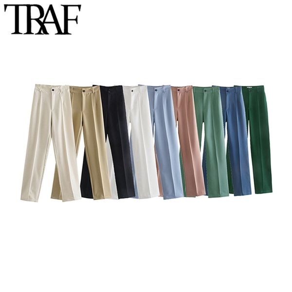traf women chic fashion office wear straight pants vintage high waist zipper fly female trousers mujer 211118, Black;white
traf women chic fashion office wear straight pants vintage high waist zipper fly female trousers mujer 211118, Black;white