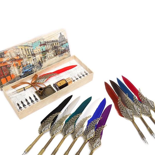 fountain pens 2021 portable retro quill pen set calligraphy writing w/ rod/ink bottle/10 pcs nib/pen nib base business gift
fountain pens 2021 portable retro quill pen set calligraphy writing w/ rod/ink bottle/10 pcs nib/pen nib base business gift