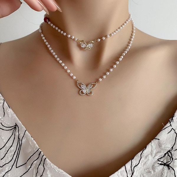 pendant necklaces vsnow luxury double-layer rhinestone butterfly necklace for women shining imitation pearl beaded hollow jewelry, Silver
pendant necklaces vsnow luxury double-layer rhinestone butterfly necklace for women shining imitation pearl beaded hollow jewelry, Silver