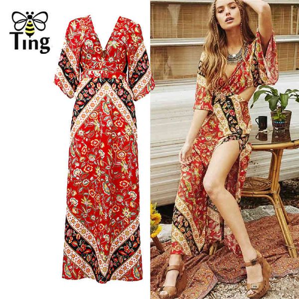 women dresses floral printed vestidos long beach backless retro summer sun v split 210513, Black;gray
women dresses floral printed vestidos long beach backless retro summer sun v split 210513, Black;gray