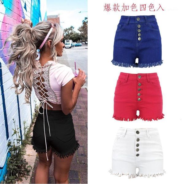 spring style europe and america-style tassels high-waisted elasticity shorts selling women's jeans, Blue
spring style europe and america-style tassels high-waisted elasticity shorts selling women's jeans, Blue