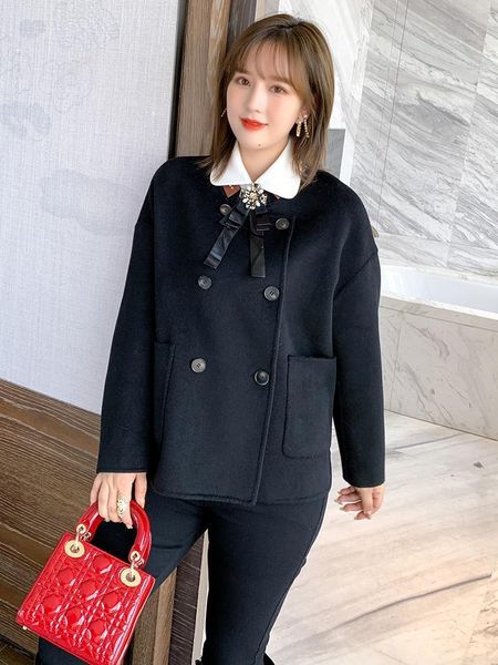 double-sided small stand-up collar contrast color leather double-breasted jacket women's winter style plus sizes large size two piece p, White
double-sided small stand-up collar contrast color leather double-breasted jacket women's winter style plus sizes large size two piece p, White