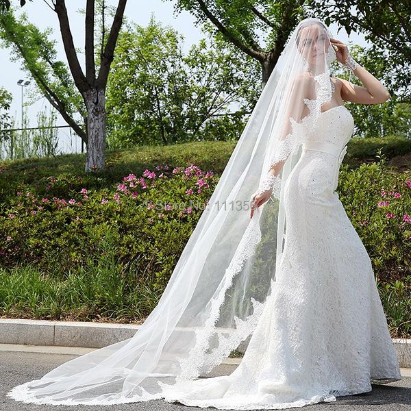 bridal veils white ivory cathedral wedding long lace edge veil accessories bride mantilla, Black
bridal veils white ivory cathedral wedding long lace edge veil accessories bride mantilla, Black
