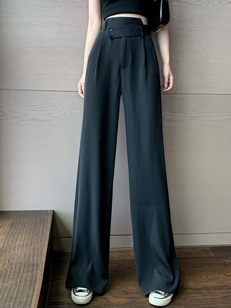 men's pants pure color high waist drape straight wide leg spring and autumn fall feeling mopping casual sports, Black
men's pants pure color high waist drape straight wide leg spring and autumn fall feeling mopping casual sports, Black
