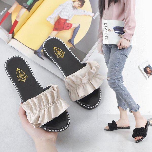 summer style outing slippers female fashion flat bottom korean version of wild lotus leaf word with sandals, Black
summer style outing slippers female fashion flat bottom korean version of wild lotus leaf word with sandals, Black