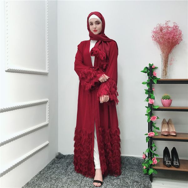 dubai turkey abaya muslim hijab dress women lace-up plush tassel kimono jubah kaftan islamic clothing caftan musulman long robe, Red
dubai turkey abaya muslim hijab dress women lace-up plush tassel kimono jubah kaftan islamic clothing caftan musulman long robe, Red