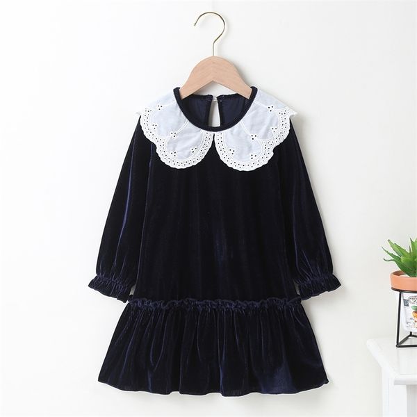 autumn winter girls dress long sleeve peter pan collar dark blue solid cute sweet baby vestidos 2-6t 220112, Red;yellow
autumn winter girls dress long sleeve peter pan collar dark blue solid cute sweet baby vestidos 2-6t 220112, Red;yellow