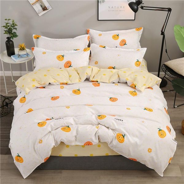 bedding sets pumpkins cotton printed pillowcase quilt cover bed sheet size king four-piece set