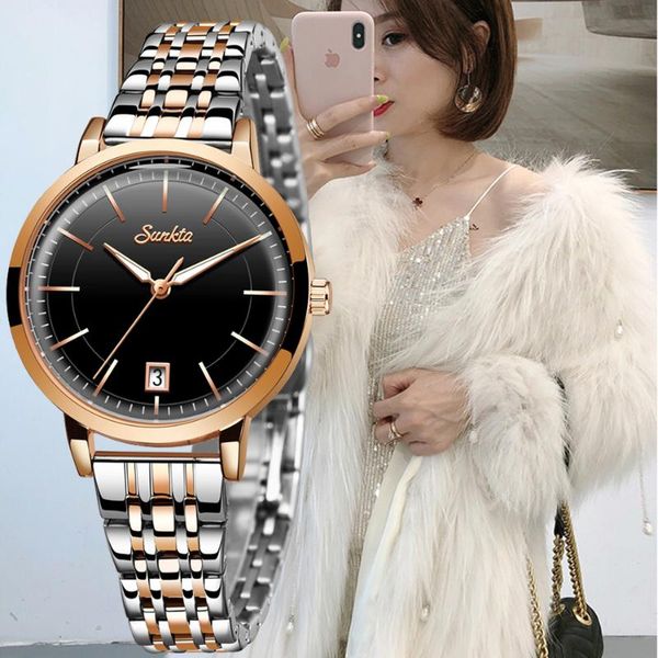 wristwatches 2021 sunkta luxury watch women waterproof rose gold steel strap ladies wrist watches brand bracelet clock relogio feminino, Slivery;brown
wristwatches 2021 sunkta luxury watch women waterproof rose gold steel strap ladies wrist watches brand bracelet clock relogio feminino, Slivery;brown