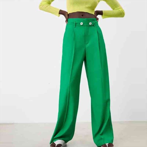 za green pants women high waist wide leg trousers buttonted belt baggy wide pants woman summer streetwear, Black;white 
za green pants women high waist wide leg trousers buttonted belt baggy wide pants woman summer streetwear, Black;white