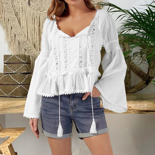 home&nest wonens plus size 5xl autumn bell sleeve blouse solid hollow out o-neck blouses 2021 ladies casual shirts women's &, White
home&nest wonens plus size 5xl autumn bell sleeve blouse solid hollow out o-neck blouses 2021 ladies casual shirts women's &, White