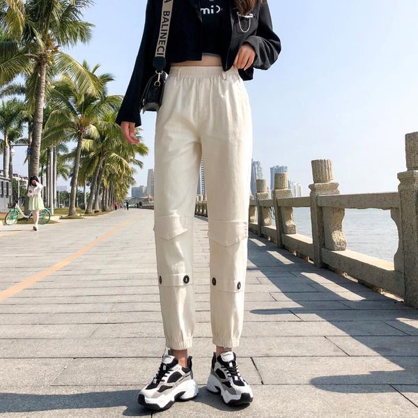 women's pants & capris solid cargo 2021 spring summer casual loose elastic waist high bottoms cropped trousers hip hop harem, Black;white
women's pants & capris solid cargo 2021 spring summer casual loose elastic waist high bottoms cropped trousers hip hop harem, Black;white