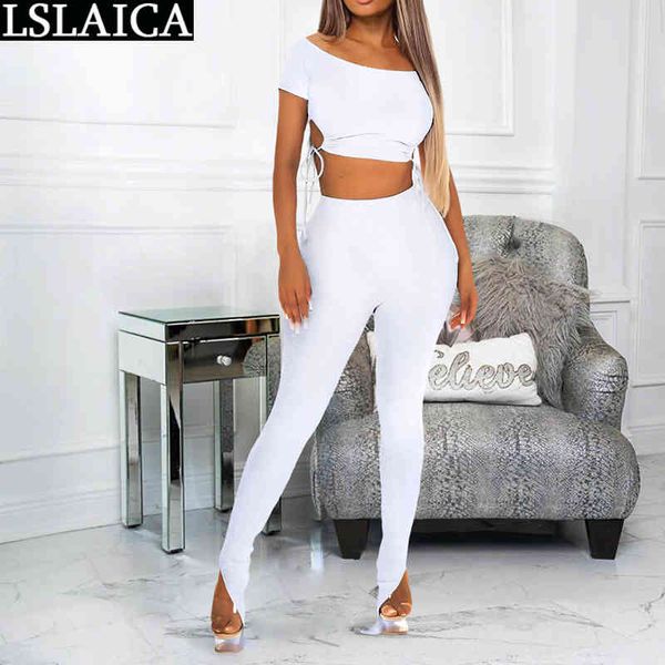 women's tracksuit crop hem split lace-up long pants solid knit suit fashion sport fitness casual set woman 2 pieces 210520, White
women's tracksuit crop hem split lace-up long pants solid knit suit fashion sport fitness casual set woman 2 pieces 210520, White