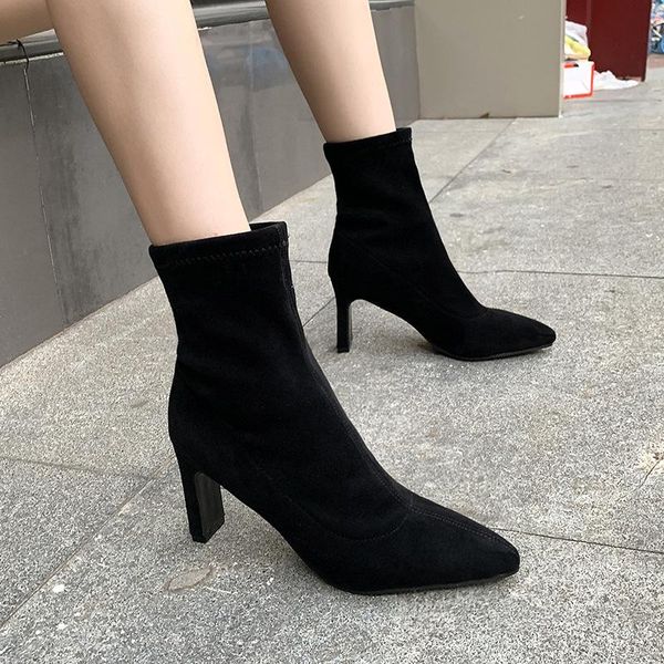 boots women ankle genuine leather pointed toe slip on winter shoes high heels, Black
boots women ankle genuine leather pointed toe slip on winter shoes high heels, Black