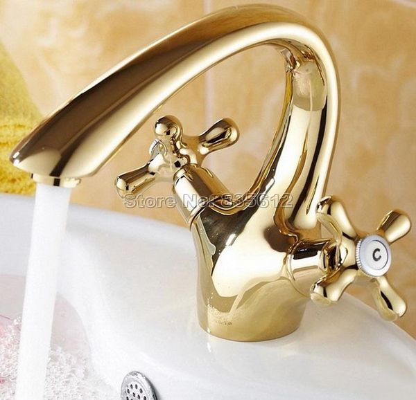 bathroom sink faucets luxury gooseneck gold color brass basin faucet two hole deck mounted dual cross handles vessel mixer taps wnf117
bathroom sink faucets luxury gooseneck gold color brass basin faucet two hole deck mounted dual cross handles vessel mixer taps wnf117
