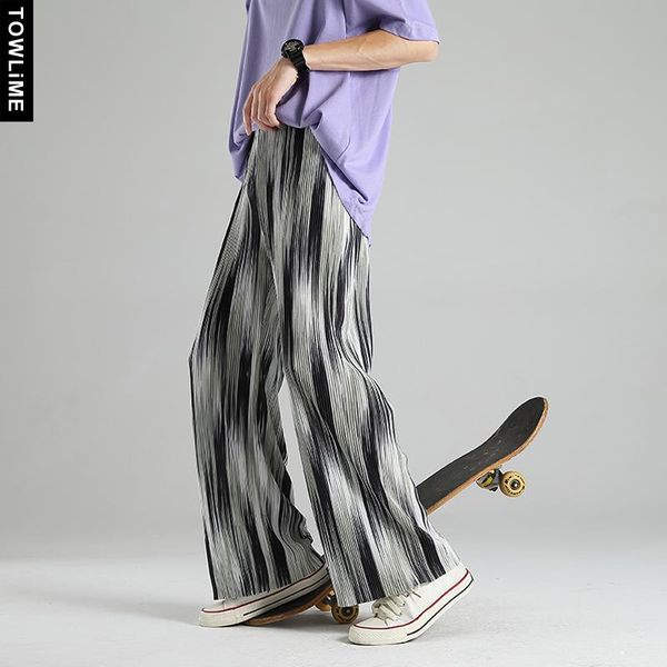 men's pants pleated straight tie-dyed korean streetwear elastic waist casual wide leg trousers hip hop man loose ice silk, Black
men's pants pleated straight tie-dyed korean streetwear elastic waist casual wide leg trousers hip hop man loose ice silk, Black