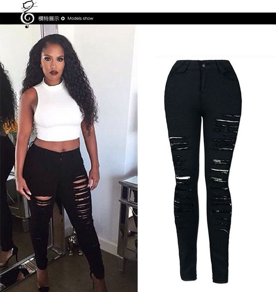 femme wild casual commuter big hole small feet pants personality honing broken elastic jeans women's trousers, Blue
femme wild casual commuter big hole small feet pants personality honing broken elastic jeans women's trousers, Blue