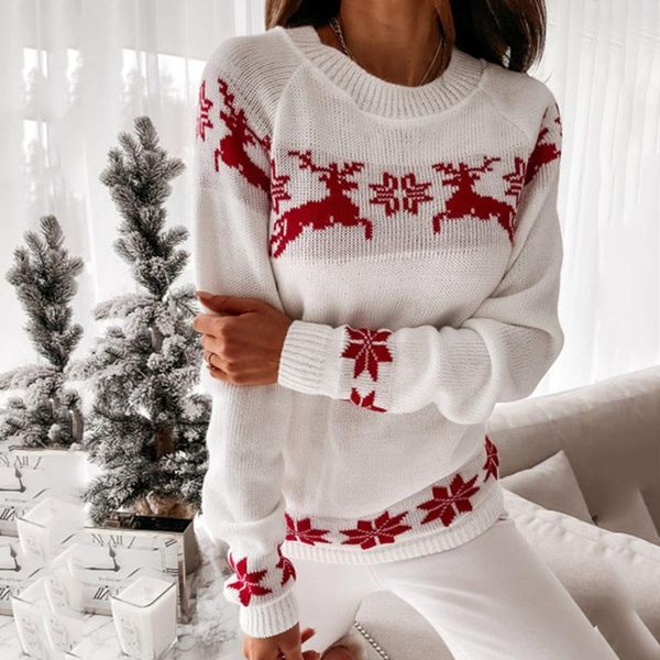 women's sweaters women o neck long sleeved warm christmas elk print knitted loose sweet pullover autumn winter, White;black
women's sweaters women o neck long sleeved warm christmas elk print knitted loose sweet pullover autumn winter, White;black