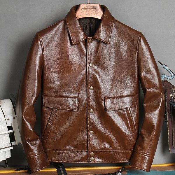 men's leather & faux vintage genuine jacket men 100% cowhide mens jackets and coat short clothing spring autumn 2021 veste cuir homme p, Black
men's leather & faux vintage genuine jacket men 100% cowhide mens jackets and coat short clothing spring autumn 2021 veste cuir homme p, Black