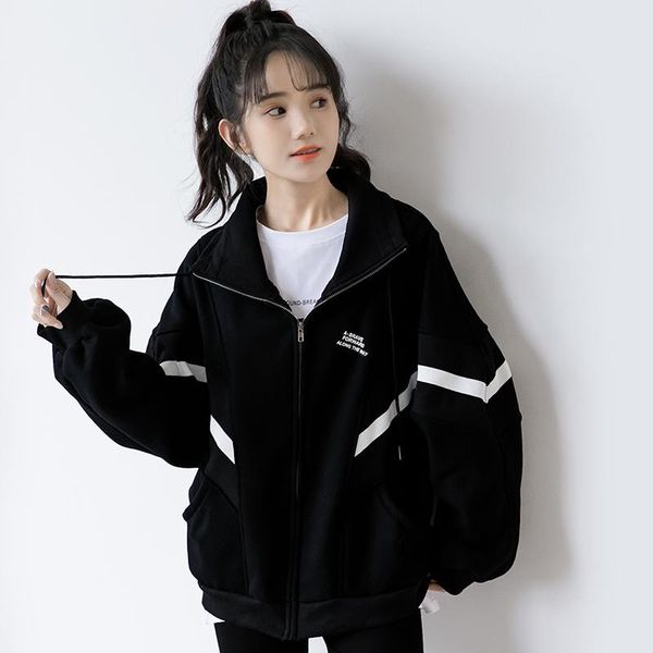 women's jackets 2021 contrast color black coat women harajuku bf baseball uniform trendy spring and autumn loose outer zipper, Black;brown
women's jackets 2021 contrast color black coat women harajuku bf baseball uniform trendy spring and autumn loose outer zipper, Black;brown