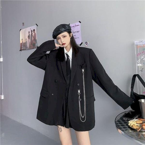 women's suits & blazers korean black suit outerwear long sleeve women double breasted thin coat 2021 casual office spring clothes, White;black
women's suits & blazers korean black suit outerwear long sleeve women double breasted thin coat 2021 casual office spring clothes, White;black