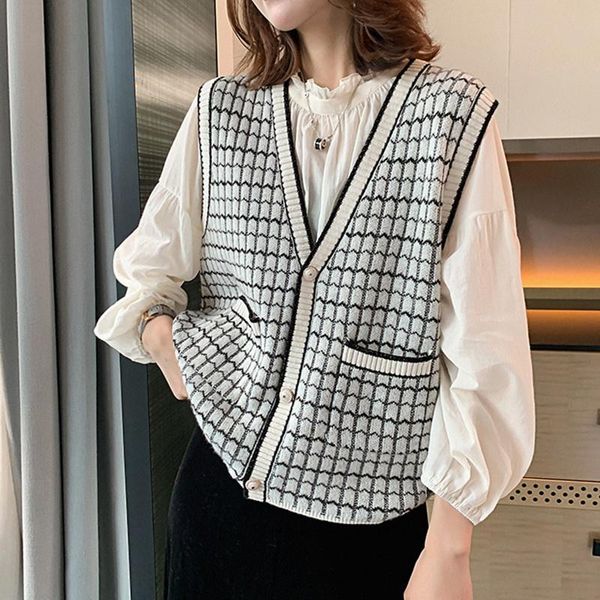 women's knits & tees knitted vest cardigan plaid print black white loose women wear 2021 autumn winter female casual fashion sleeveless
women's knits & tees knitted vest cardigan plaid print black white loose women wear 2021 autumn winter female casual fashion sleeveless