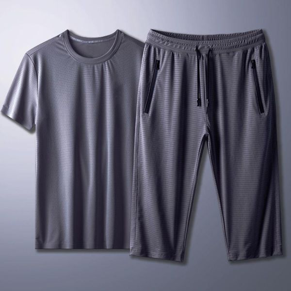 men's tracksuits summer ice silk one suit, loose and fattening, oversized stretch pants, quick drying casual suit, Gray
men's tracksuits summer ice silk one suit, loose and fattening, oversized stretch pants, quick drying casual suit, Gray