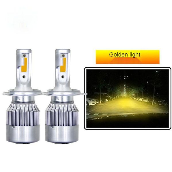 car headlights c6 gold led headlight bulb fog light far and near 3300k rain skylight h4 h7 dual h11
