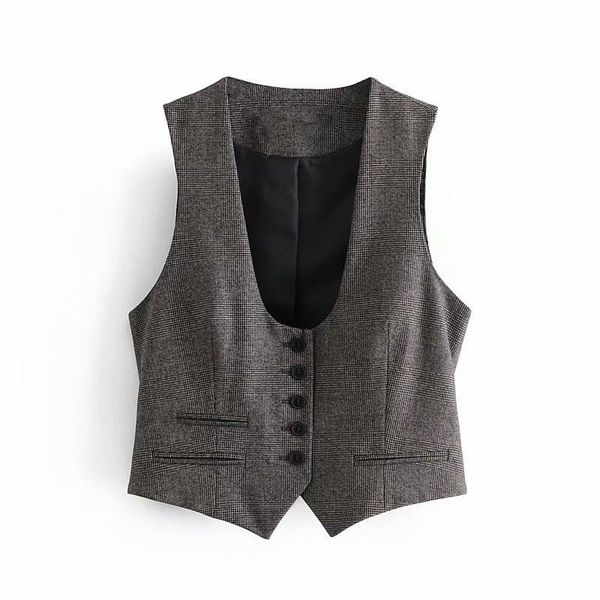 women's vests vogue vintage woman dark grey plaid slim vest coat tide spring fashion ladie soft button tank female casual basic outerwe, Black;white
women's vests vogue vintage woman dark grey plaid slim vest coat tide spring fashion ladie soft button tank female casual basic outerwe, Black;white