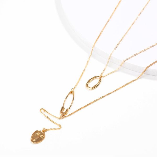 chains fashion multi layered golden paperclip pendant necklaces irregular circle metal charms necklace for women jewelry, Silver
chains fashion multi layered golden paperclip pendant necklaces irregular circle metal charms necklace for women jewelry, Silver