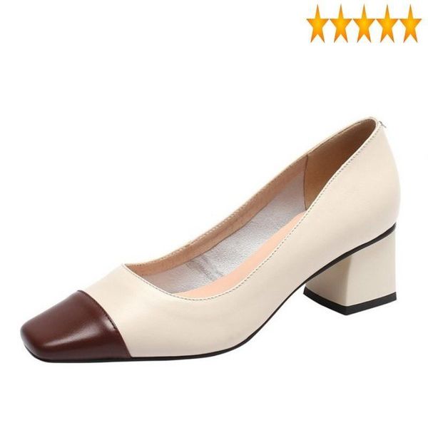 women genuine leather fashion mixed colors shallow thick heel shoes elegant square toe party office lady pumps dress, Black
women genuine leather fashion mixed colors shallow thick heel shoes elegant square toe party office lady pumps dress, Black