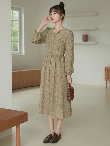 korean vintage chiffon dress long sleeve women floral print elastic waist female vestidos femme 330c 210420, Black;gray
korean vintage chiffon dress long sleeve women floral print elastic waist female vestidos femme 330c 210420, Black;gray